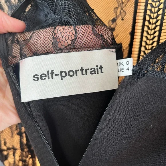 Self Portrait black lace paneled jumpsuit - Picture 5 of 7